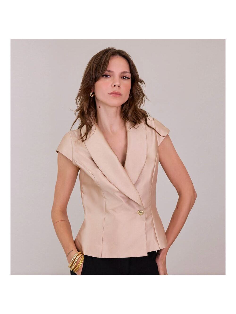 Anne Fontaine Satin Shawl Lapel Shirt Jacket Size 40 NEW
